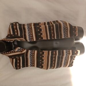 Reversible Vest, Ladies dancing, brown/tan/grey